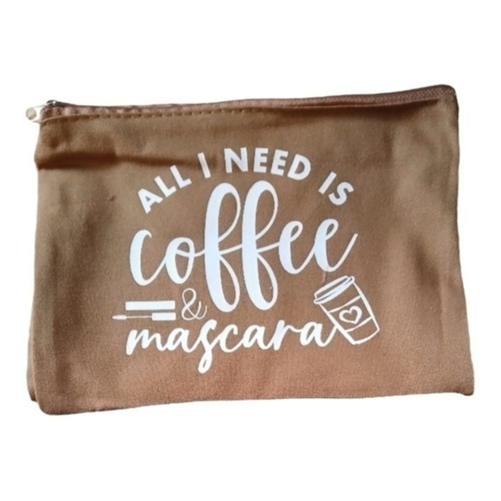 5/$25 All I Need is Coffee & Makeup Chic Cosmetic Bag Makeup Pouch